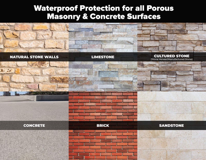 MasonryDefender All Purpose Clear Penetrating Water Sealant for Porous, Exterior, Brick, Concrete, Cultured Stone, Sandstone, Limestone & Granite Siloxane Sealer, 1 Gallon - Image 4